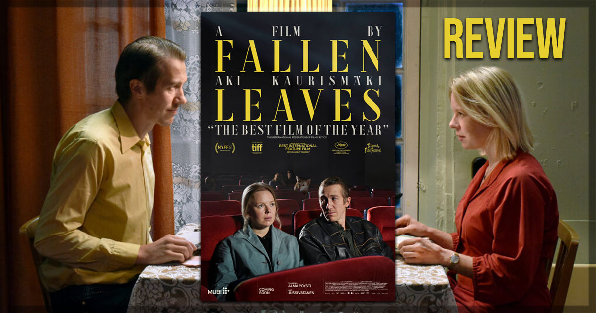 This is a banner for a review of the movie Fallen Leaves.
