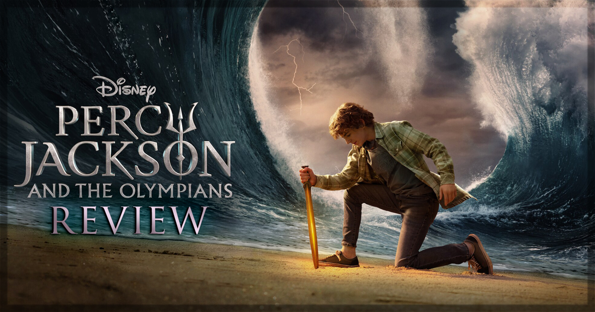 This is a banner for a review of Percy Jackson and the Olympians.