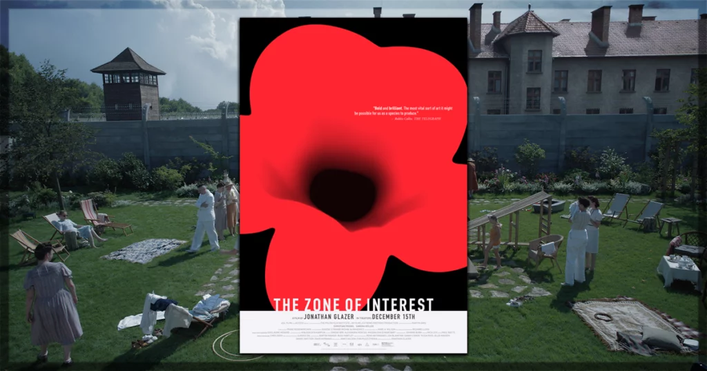 This is a banner for a review of The Zone of Interest. Images courtesy of A24.