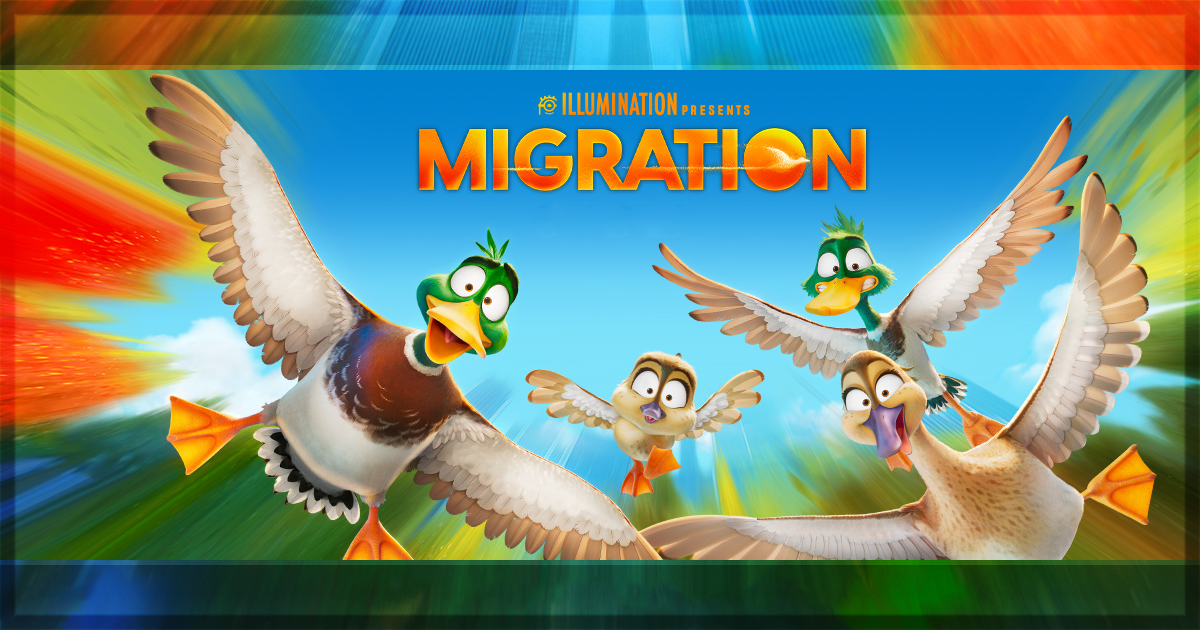 This is a banner for a review of the animated film Migration.
