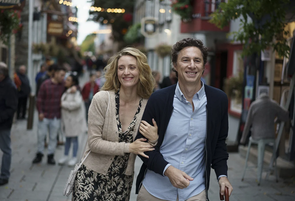 Zach Braff as Gordon Kinski and Evelyne Brochu as Sophie Tremblay in the romantic comedy, FRENCH GIRL, a Paramount Global Content Distribution Group release. Photo courtesy of Paramount Global Content Distribution Group.