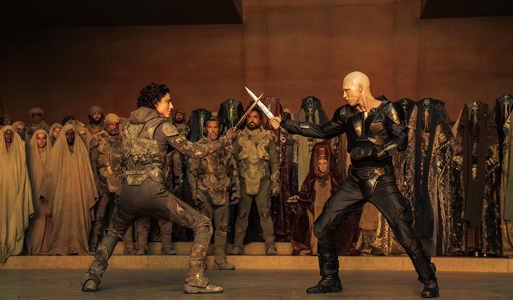 Timothée Chalamet and Austin Butler in Dune: Part Two. Image courtesy of Warner Brothers.