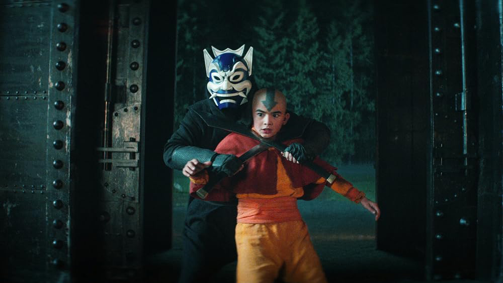 Gordon Cormier and Dallas Liu in Masks (2024) Avatar The Last Airbender