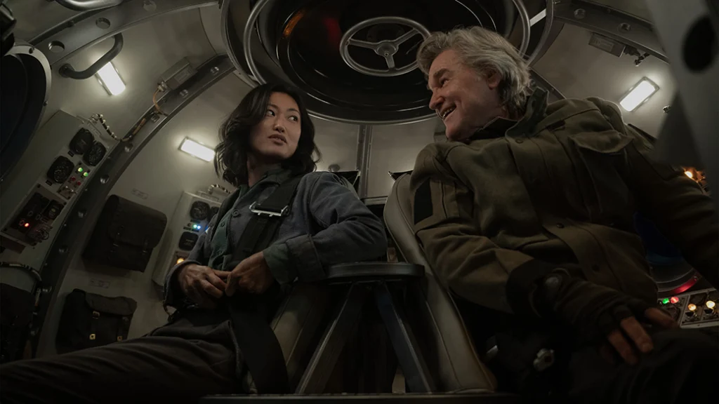 Mari Yamamoto and Kurt Russell in "Monarch: Legacy of Monsters," now streaming on Apple TV+.