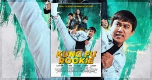 This is a poster for a review of the movie Kung Fu Rookie.