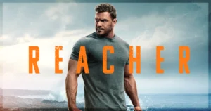 This is a banner for a review of episode 1 of season 3 of the Prime Video series Reacher.