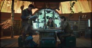 This is a banner for a review of episodes 7-9 of Star Wars: Andor on Disney+.