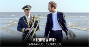 This is a banner for an interview with director Emmanuel Courcol of The Marching Band.