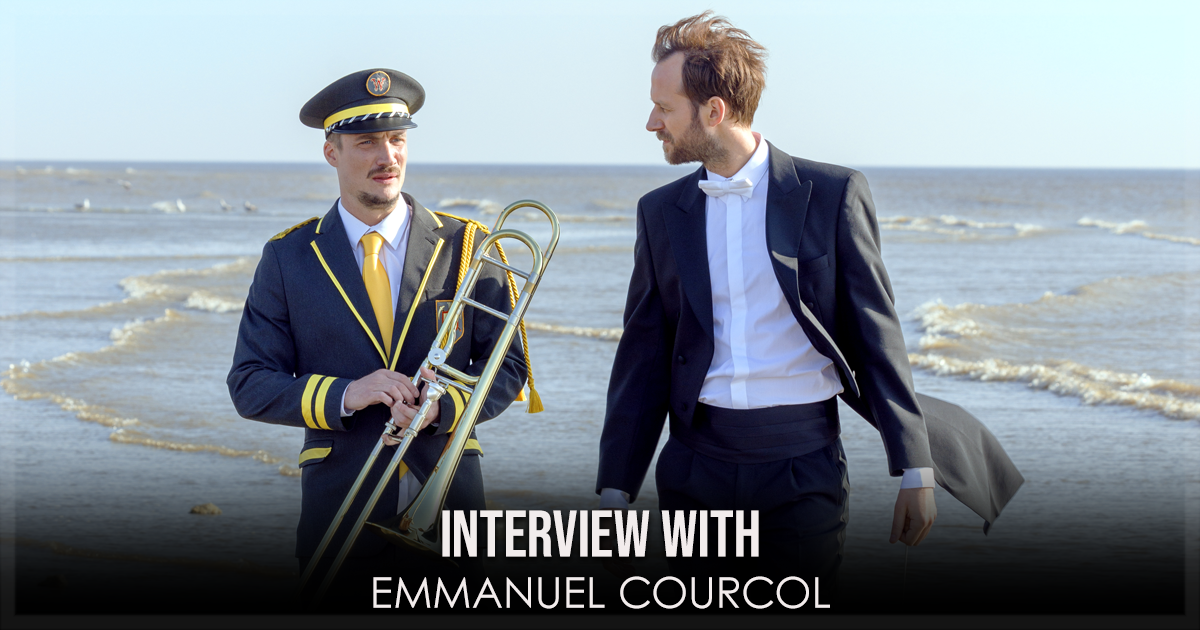 This is a banner for an interview with director Emmanuel Courcol of The Marching Band.