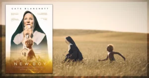 This is a banner for a review of The New Boy.