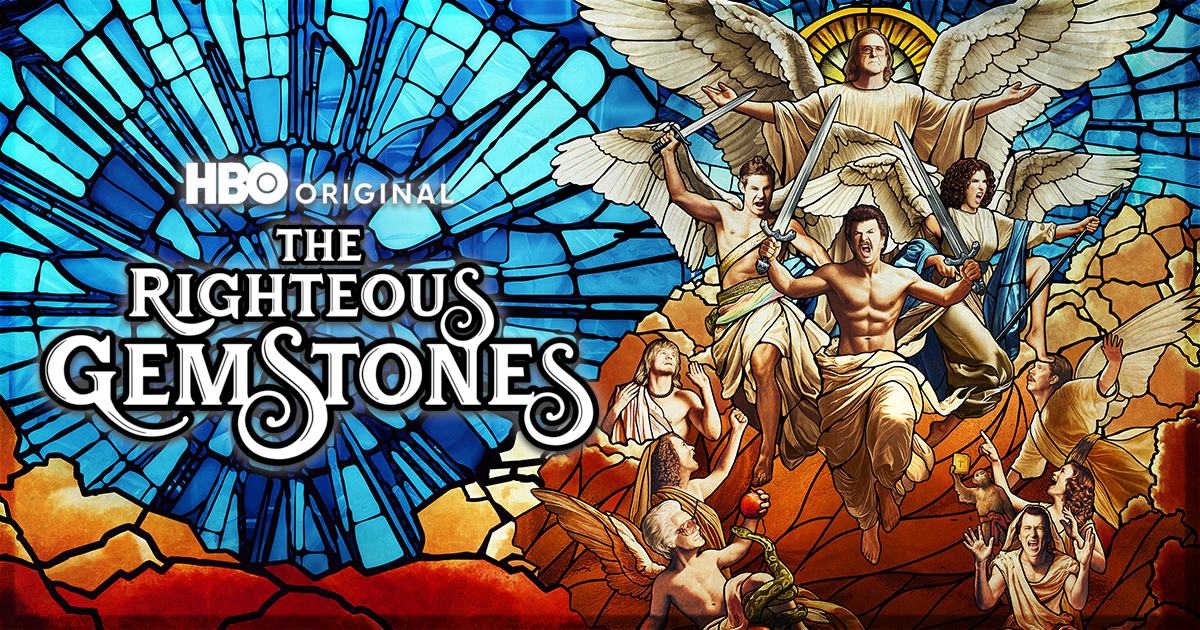 This is a banner for a review of the television show The Righteous Gemstones.