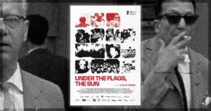 This is a banner for a review of the documentary Under the Flags, the Sun.