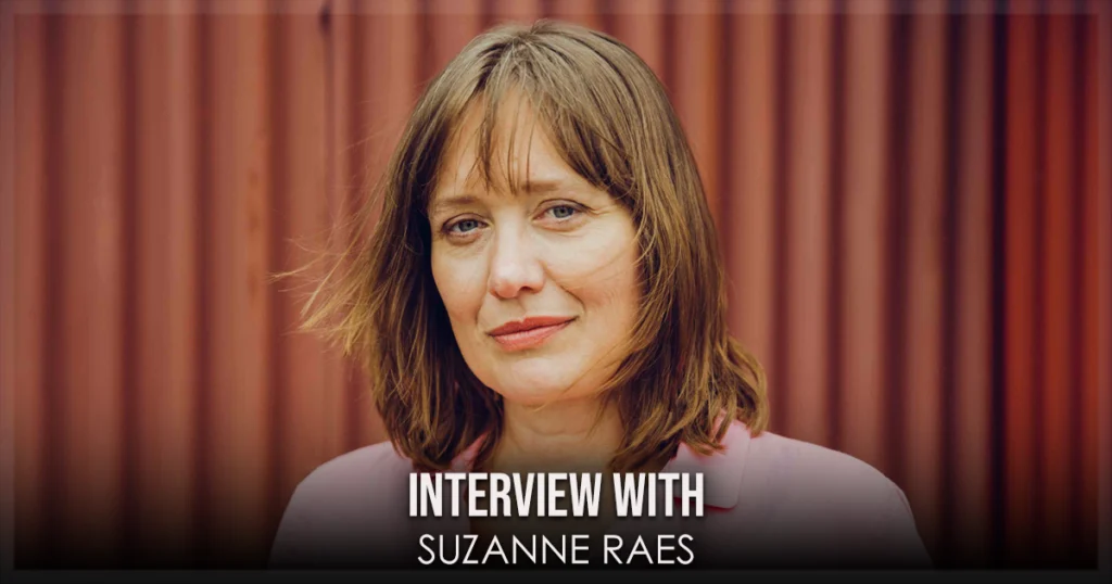 This is a banner for an interview with Suzanne Raes.