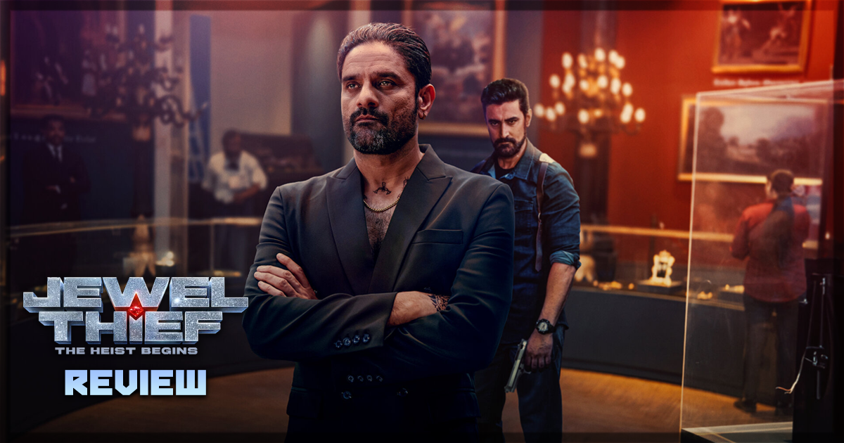 This is a banner for a review of Netflix's Jewel Thief.