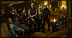 This is a banner for a review of season 1 of Mobland. Photo credit to Christine Ramage.