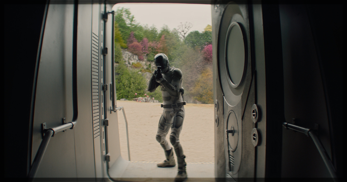 This is a banner for a review of Murderbot Season 1 Episode 3, Risk Assessment.