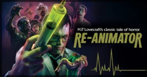 This is a banner for a review of Re-animator.