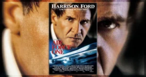 This is a banner for a review of the movie Air Force One.