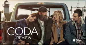 This is a banner for a review of the film CODA.