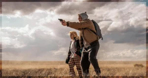 This is a banner for a review of She Rides Shotgun. Image courtesy of the filmmakers.