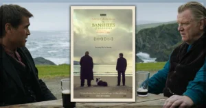 This is a banner for a review of the movie The Banshees of Inisherin. Image courtesy of Searchlight.
