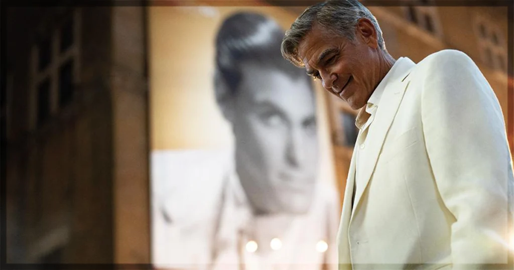 This is a banner for a review of the movie Jay Kelly. Image courtesy of the filmmakers.