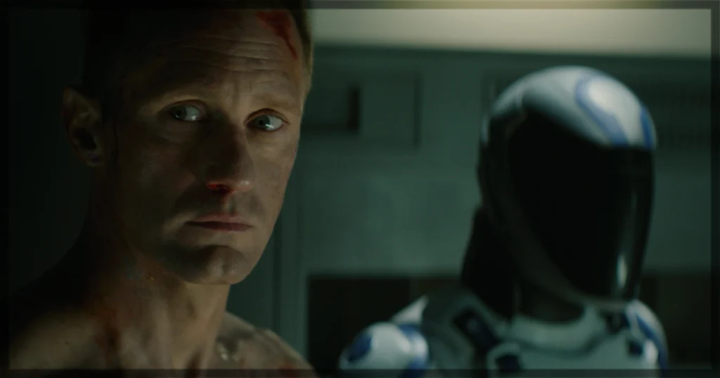 This is a banner for a review of Murderbot, Season 1 Episode 10. Image courtesy of Apple TV+.