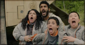 This is a banner for a review of Murderbot - Season 1 Episode 7, Complementary Species. Image courtesy of Apple TV+.