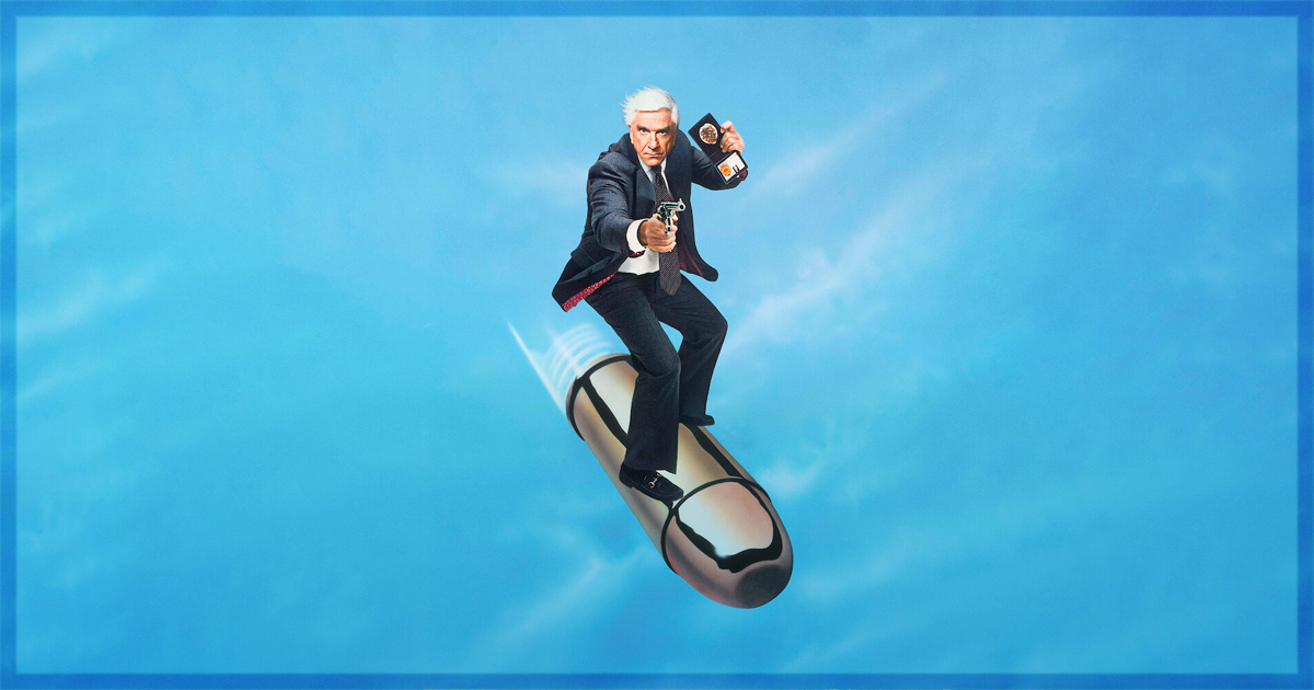 This is a banner for a review of The Naked Gun: From the Files of Police Squad. Image courtesy of the filmmakers.