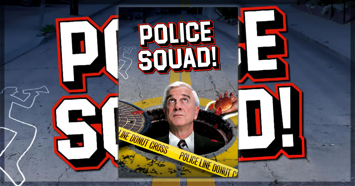 This is a banner for a review of the TV show Police Squad! Image courtesy of the filmmakers.