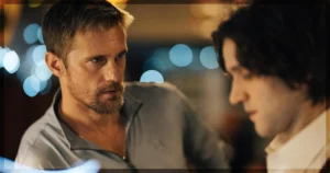 This is a banner for a review of Pillion. Image courtesy of the filmmakers.