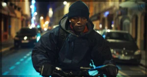 This is a banner for a review of the movie Souleymane's Story. Image courtesy of the filmmakers.