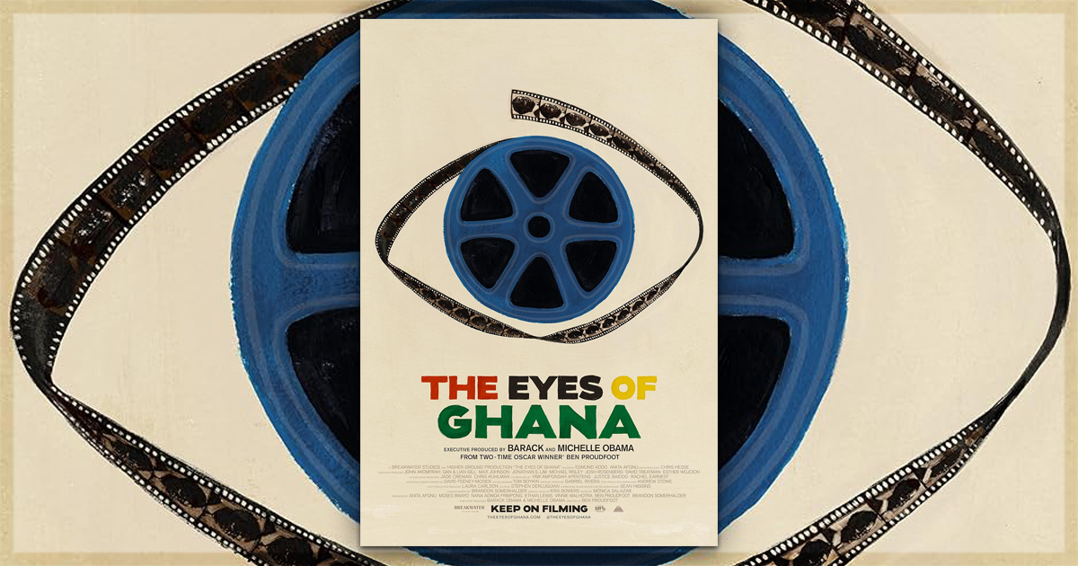 This is a banner for a review of the documentary The Eyes of Ghana. Image courtesy of the filmmakers.