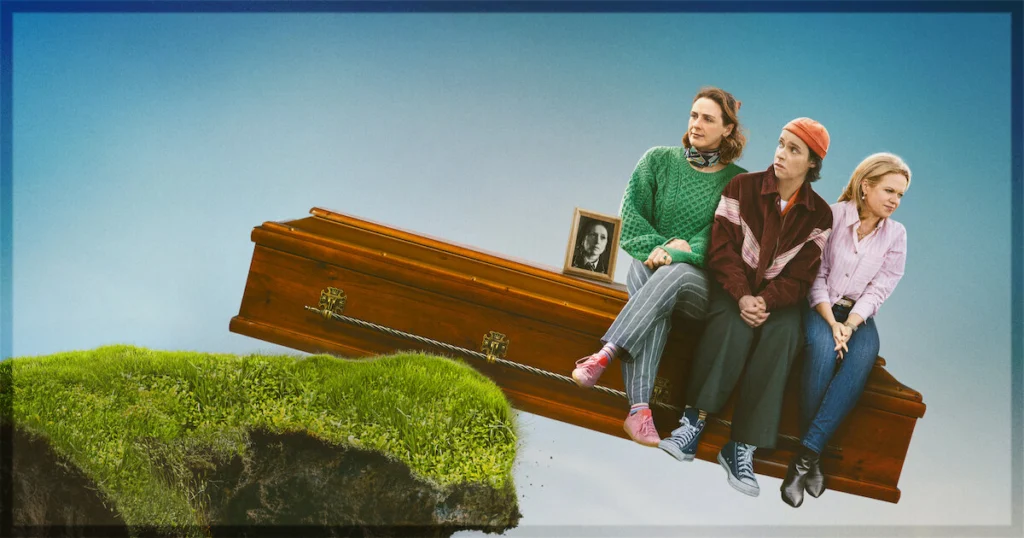 This is a banner for a review of How to Get to heaven from Belfast. Image courtesy of Netflix.