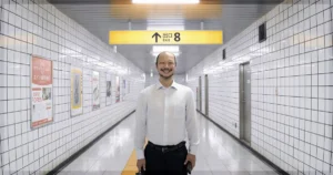 This is a banner for a review of the film Exit 8. Image courtesy of the filmmakers.