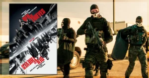 This is a banner for a review of the movie Den of Thieves. Image courtesy of the filmmakers.