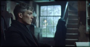 This is a banner for a review of Peaky Blinders - The Immortal Man. Movie image courtesy of Netflix.