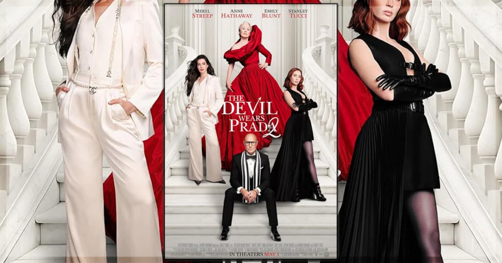This is a banner for a review of the movie The Devil Wears Prada 2. Image courtesy of the filmmakers.