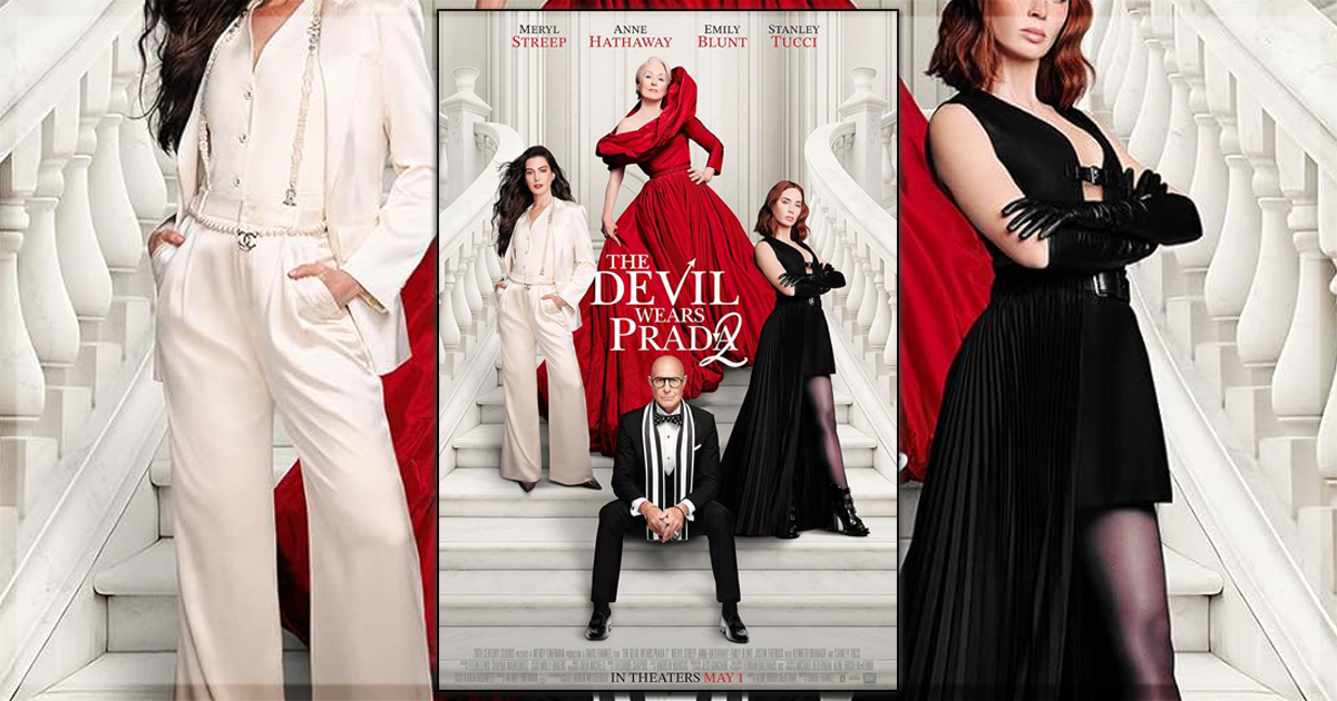 This is a banner for a review of the movie The Devil Wears Prada 2. Image courtesy of the filmmakers.