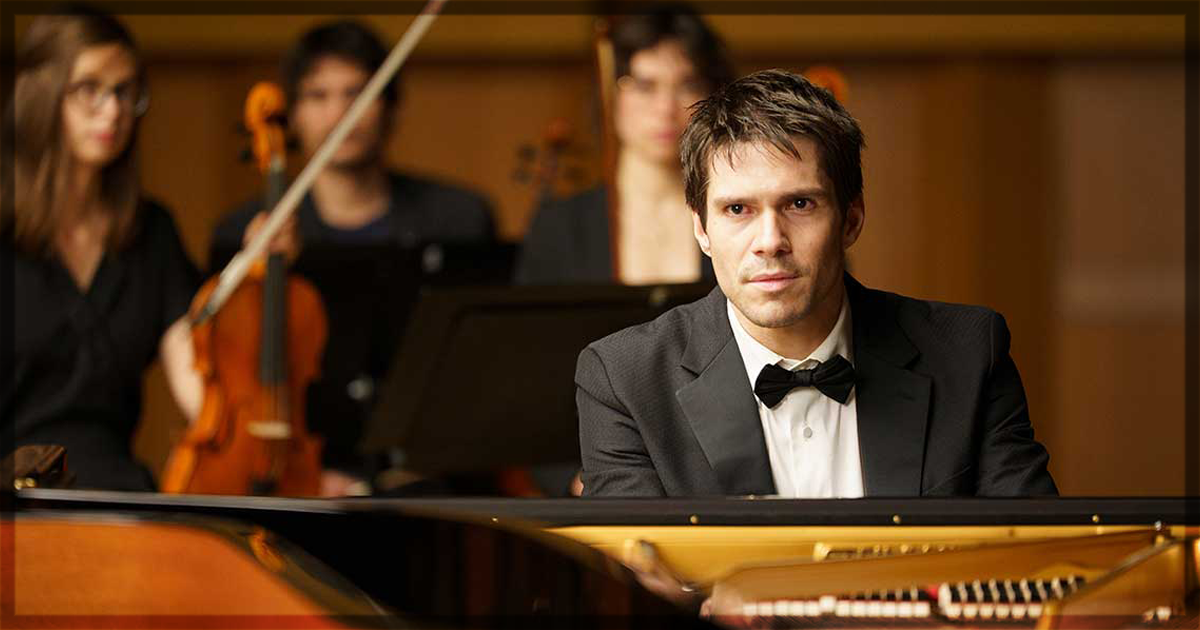 This is a banner for a review of the movie Two Pianos. Image courtesy of the filmmakers.