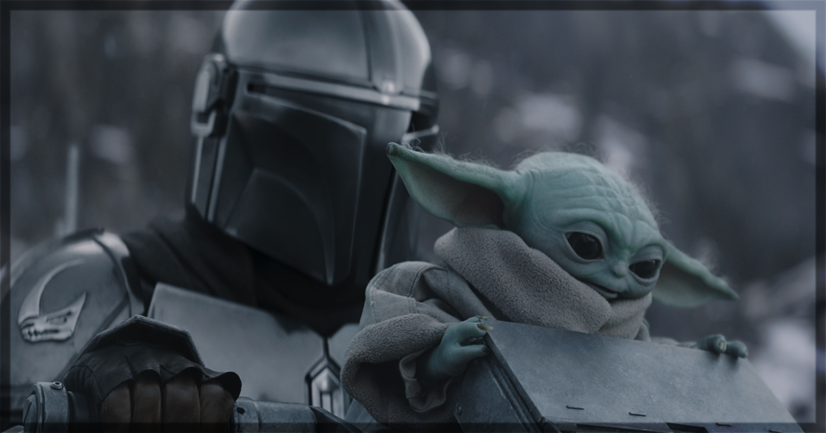 This is a banner for a review of the movie Star Wars: The Mandolorian and Grogu. Press image courtesy of Disney.