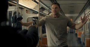 This is a banner for a review of Season 4, Episode 1 of Reacher.