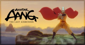 This is a banner for a review of the movie Avatar Aang: The Last Airbender. Image courtesy of Paramount+.