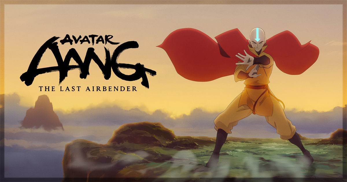 This is a banner for a review of the movie Avatar Aang: The Last Airbender. Image courtesy of Paramount+.