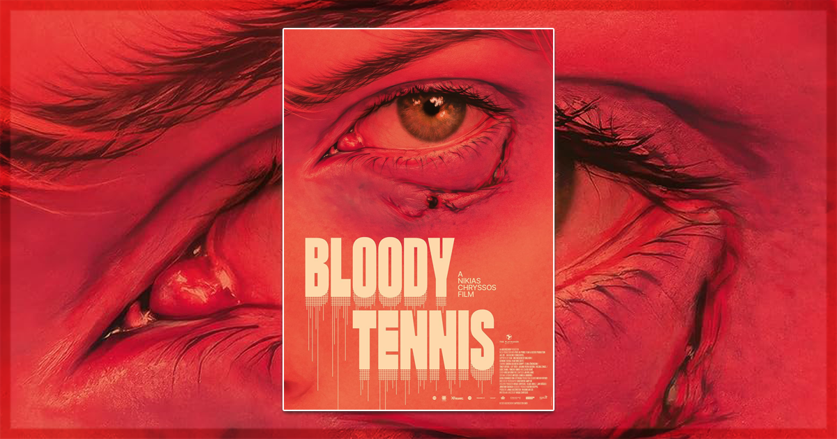 This is a banner for a review of the movie Bloody Tennis. Image courtesy of the filmmakers.