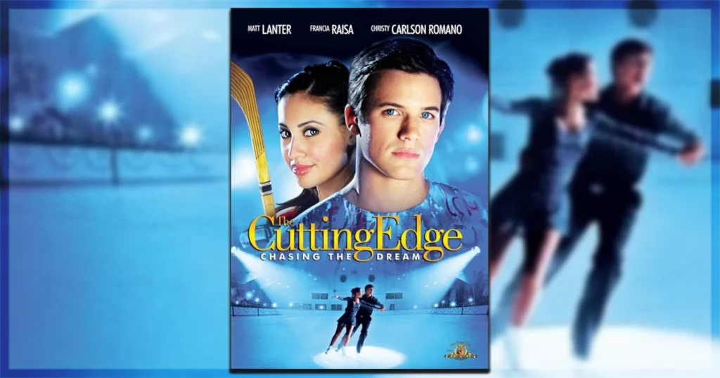 This is a banner for a review of the film The Cutting Edge 3: Chasing the Dream. Images courtesy of MGM.