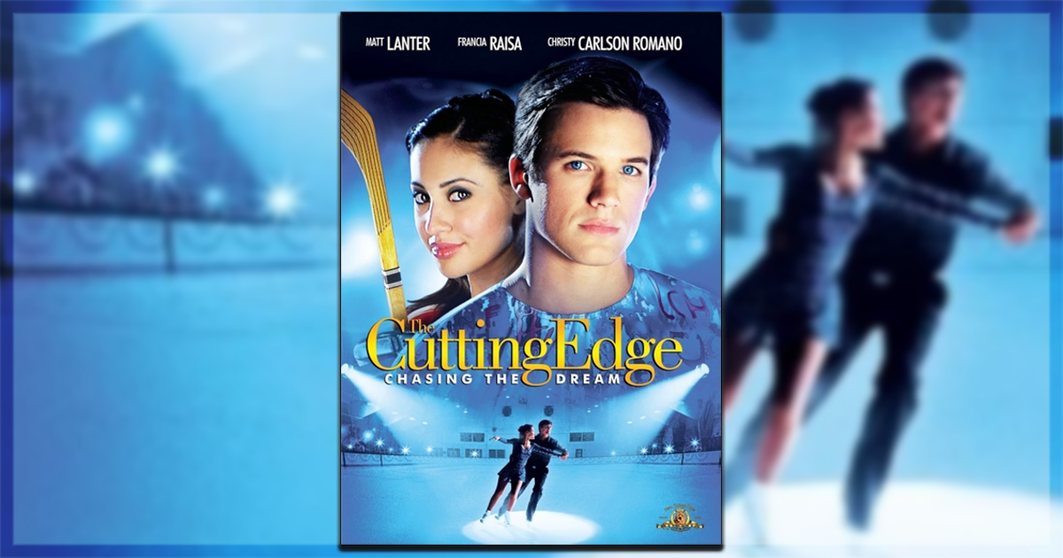 This is a banner for a review of the film The Cutting Edge 3: Chasing the Dream. Images courtesy of MGM.